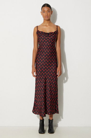 Pокля Marine Serre Moon Printed Flou Long Slip Dress Черно | WDR302A.CWOV0040, 0