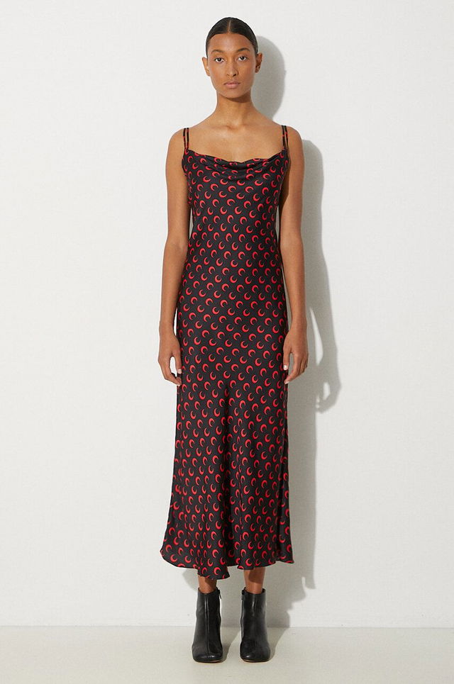 Moon Printed Flou Long Slip Dress