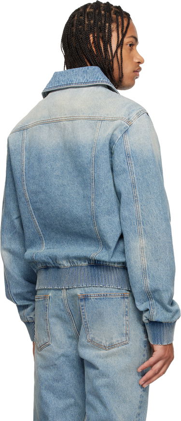 Яке бомбър Balmain Balmain Cropped Lined Denim Jacket Синьо | FH1TC420DF81, 2
