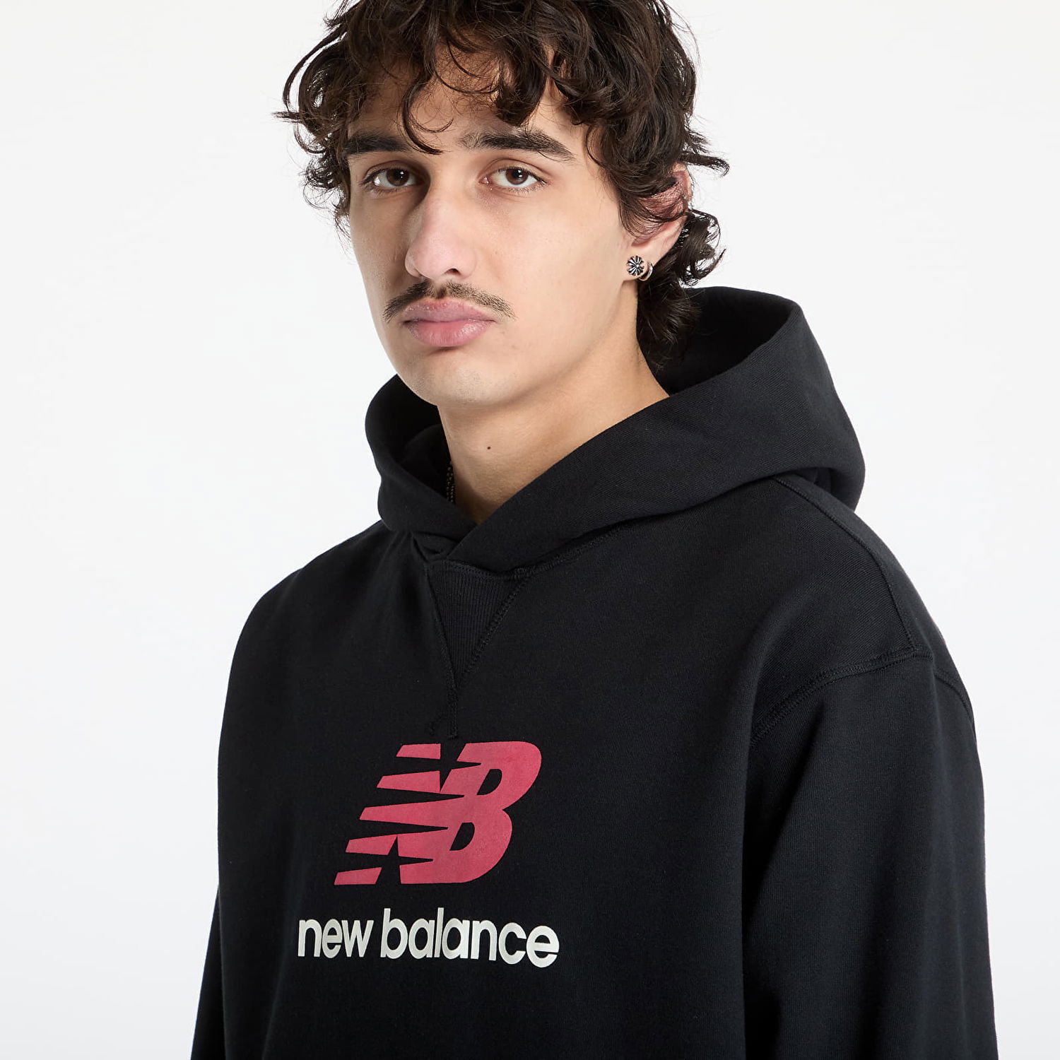 Суитчър New Balance Athletics French Terry Logo Hoodie Черно | MT51512BK, 1