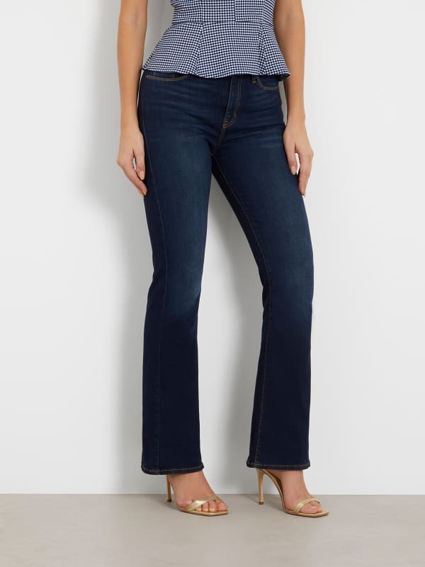 Панталони и дънки GUESS Mid Rise Flare Denim Pant Черно | W4GA0LD2830