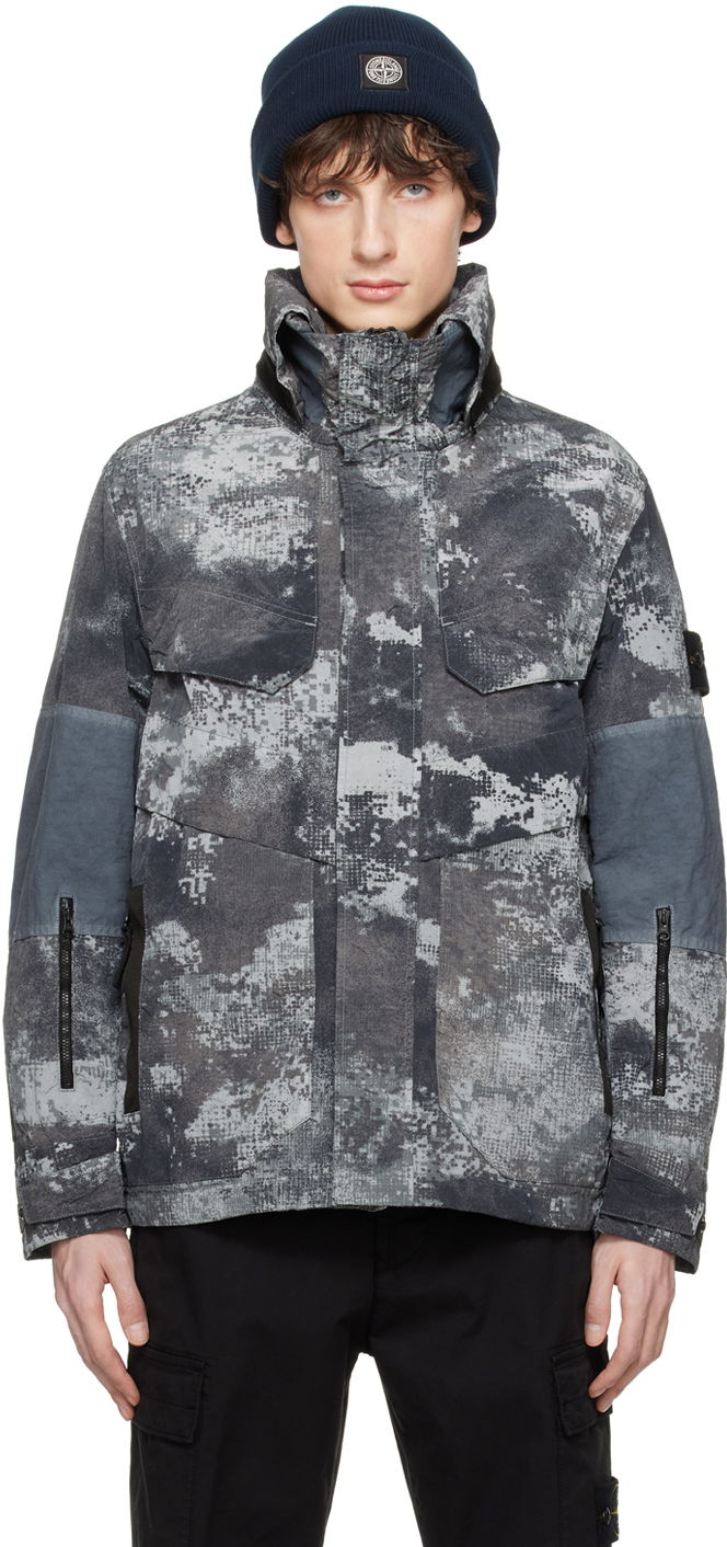 Яке Stone Island Dissolving Grid Jacket Сиво | 8015438E1, 0