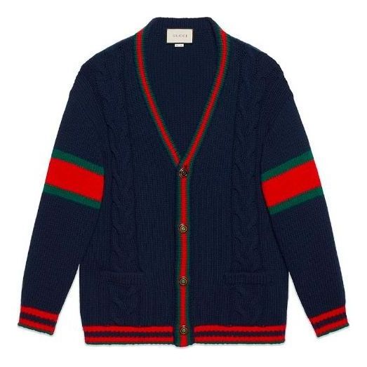 Пуловер Gucci Gucci Oversize Cable Knit Cardigan Синьо | 497037-X1561-4352