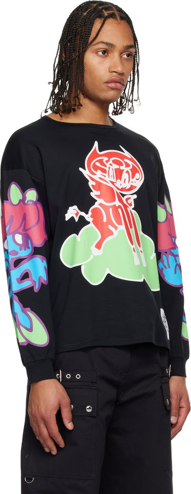 Тениска Chopova Lowena Chopova Lowena Cloud Graphic Long Sleeve Oversized Jersey T-shirt Черно | 2402, 1