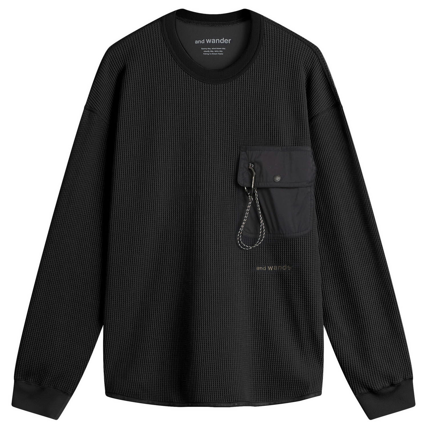 Тениска and wander Longsleeve Waffle T-Shirt with Pocket, Size Small Черно | 5745984084-010, 1