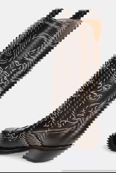 Кецове и обувки GANNI GANNI Mid Shaft Embroidered Western Boots Кафяво | S3112, 2