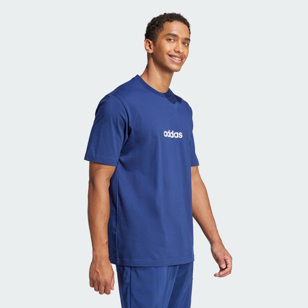 Тениска adidas Performance Essentials Linear Single Jersey T-Shirt Синьо | JE8999, 1