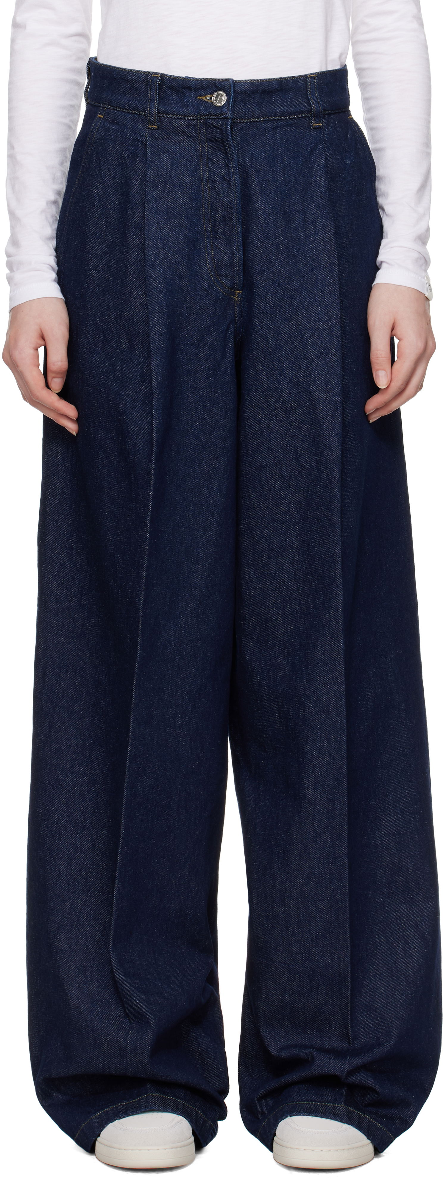 Дънки A.P.C. Anastasia Barbieri Edition Azzurra Wide Leg Jeans Тъмно синьо | COHEX-F08489, 0