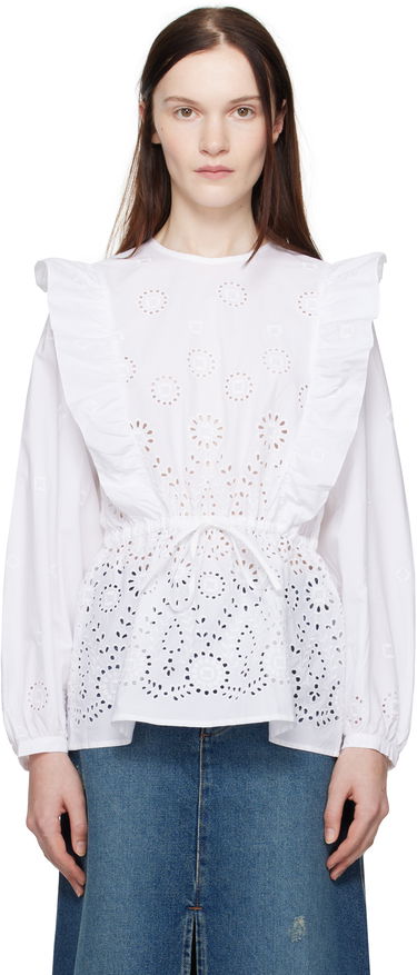 Риза A.P.C. A.P.C. Clove Eyelet Ruffle Blouse Бяло | COHFF-F13438, 0