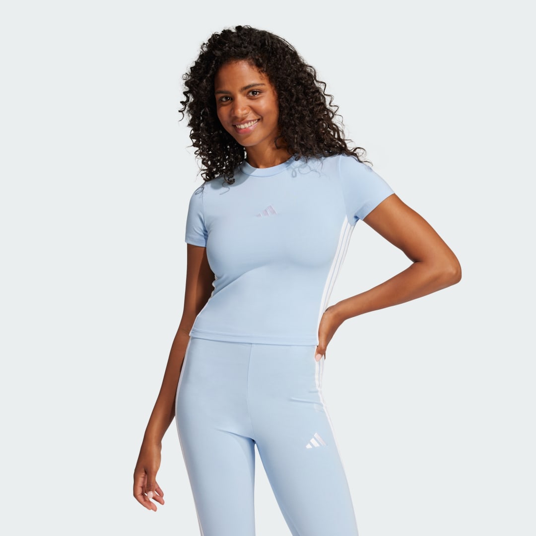 Съкратен топ adidas Performance Slim Fit Tee Синьо | JE1241, 0