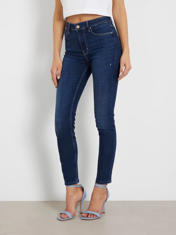 Панталони и дънки GUESS High Rise Skinny Denim Pant Тъмно синьо | W4GA46D5B41