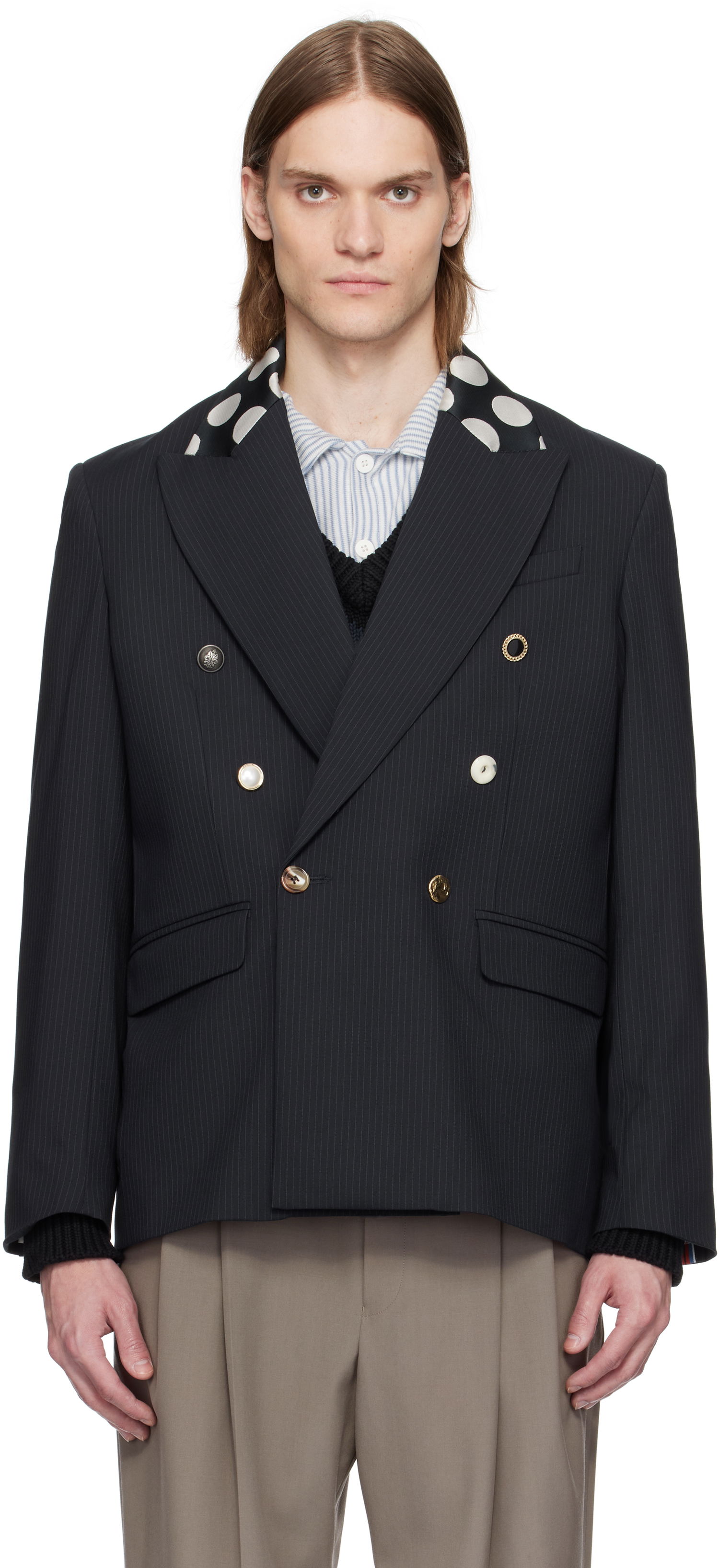 Яке Charles Jeffrey Loverboy Charles Jeffrey LOVERBOY Edinburgh Pinstripe Double-Breasted Blazer Черно | 54020101, 0