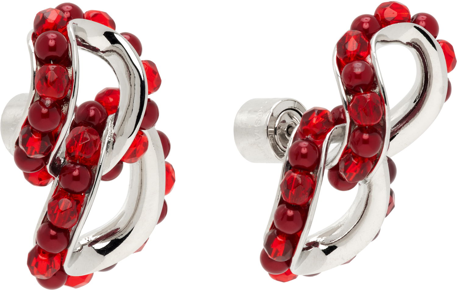 Обеци KIKO KOSTADINOV Kiko Kostadinov Kandel Silver-Tone & Red Beaded Earrings Червено | KKWAW25ER02-157, 1