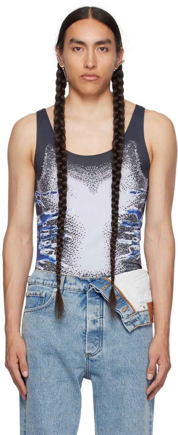 Потник Y/PROJECT Black Whisker Print Tank Top Черно | TS88-S25, 0