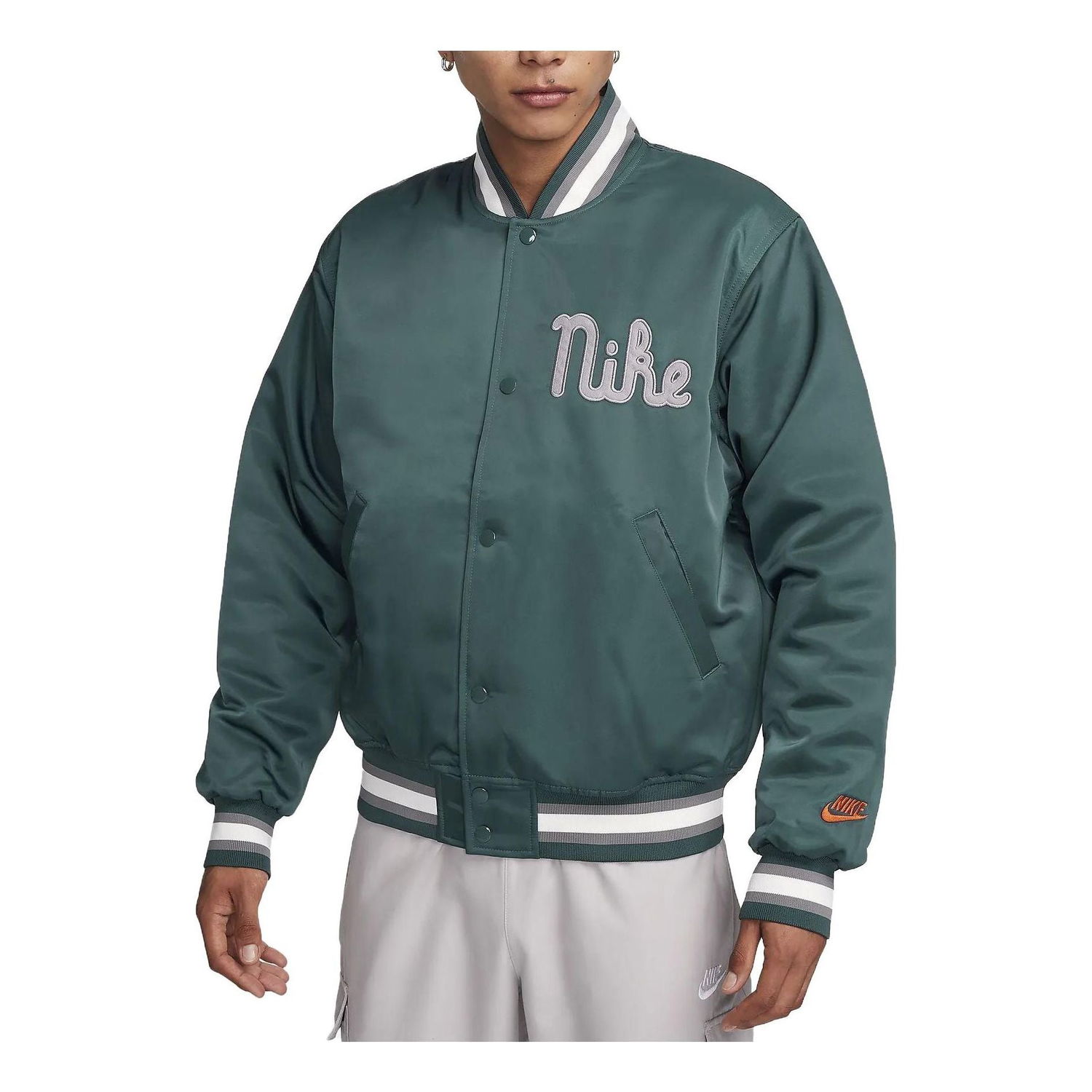 Яке бомбър Nike Loose Satin Jacket Зелено | FQ7970-328, 0