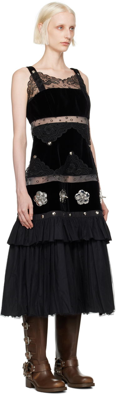 Pокля Chopova Lowena Chopova Lowena Combo Midi Dress Черно | 1251, 1