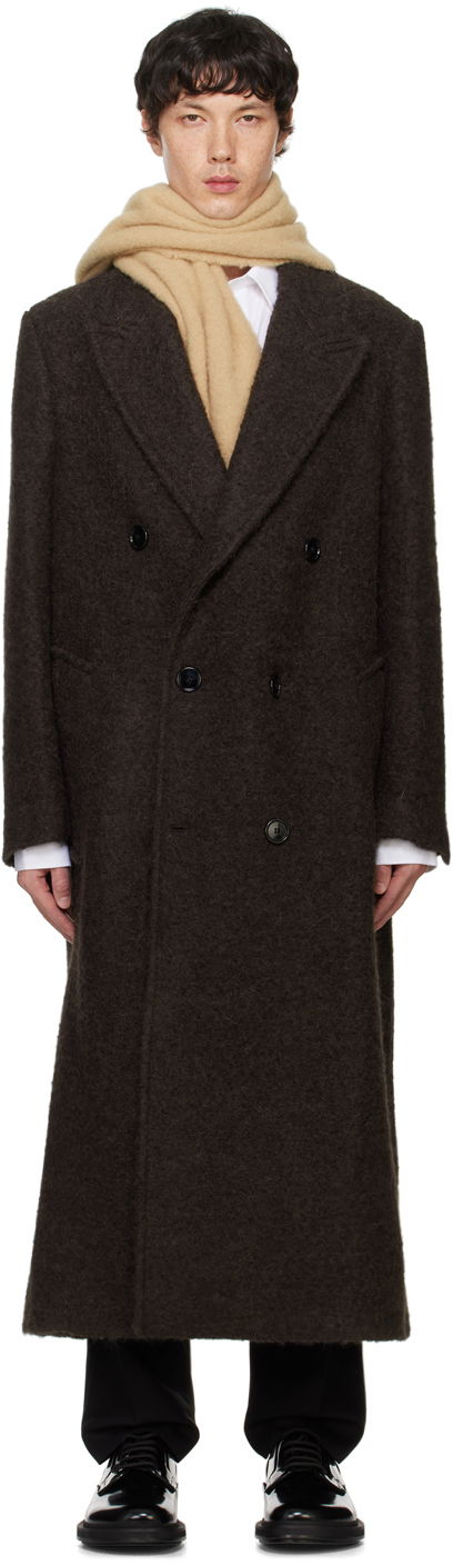 Палта AMI Paris Brown Double-Breasted Coat Черно | HCO107.WP0002