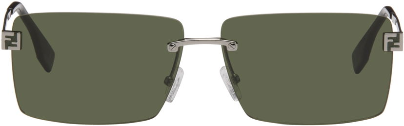 Слънчеви очила FENDI Rectangular Rimless Sky Eyewear with Monogram Temples Зелено | FE40165UM6014N 840126859997