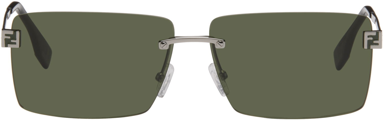 Слънчеви очила FENDI Rectangular Rimless Sky Eyewear with Monogram Temples Зелено | FE40165UM6014N 840126859997, 0
