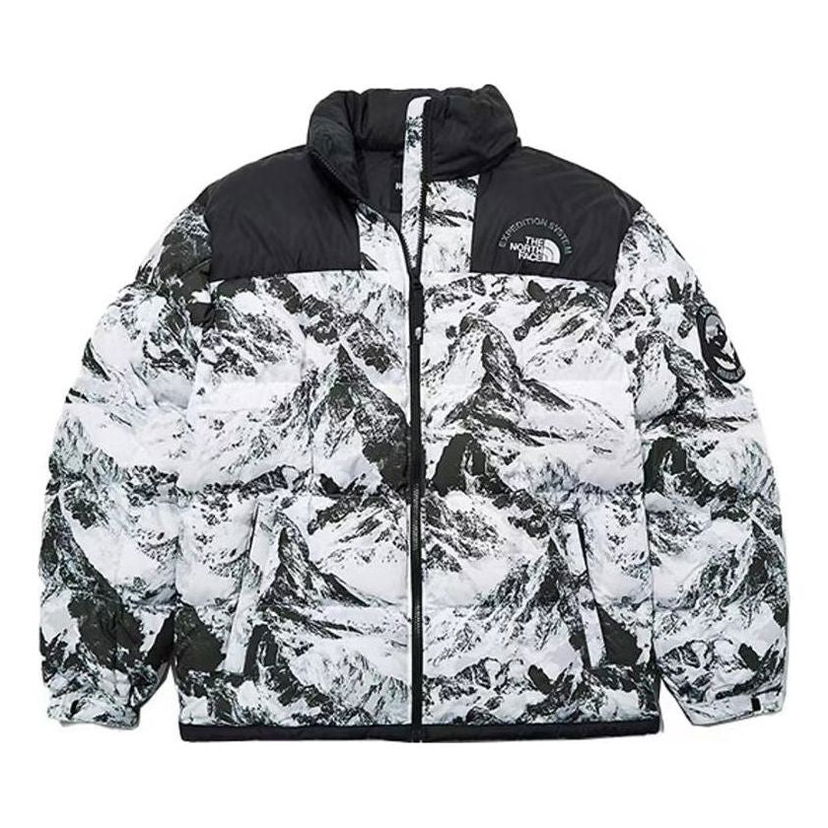 Пухо яке The North Face Mountain Print Puffer Jacket Бяло | NJ1DN57A