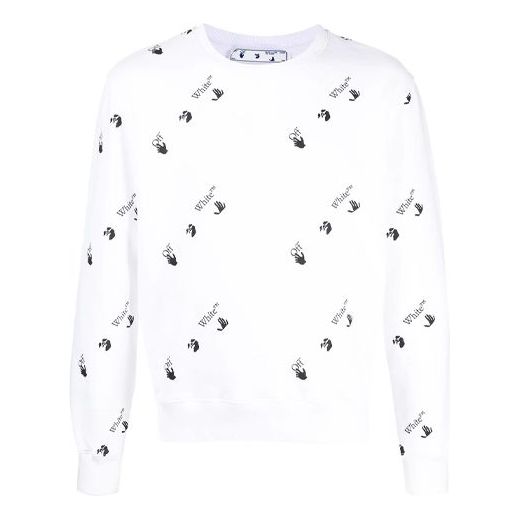 Пуловер Off-White SS21 All-Over Logo Print Sweatshirt Бяло | OMBA025R21FLE0090110, 0