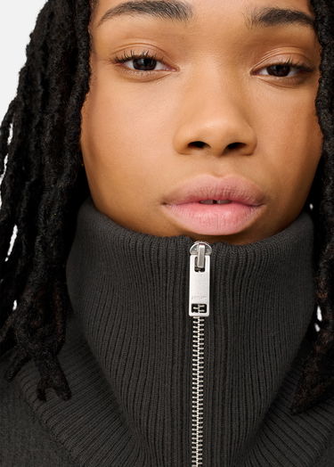 Пуловер AXEL ARIGATO Verve Ribbed Collar Cropped Zip-Up Cardigan Черно | A3703002, 7