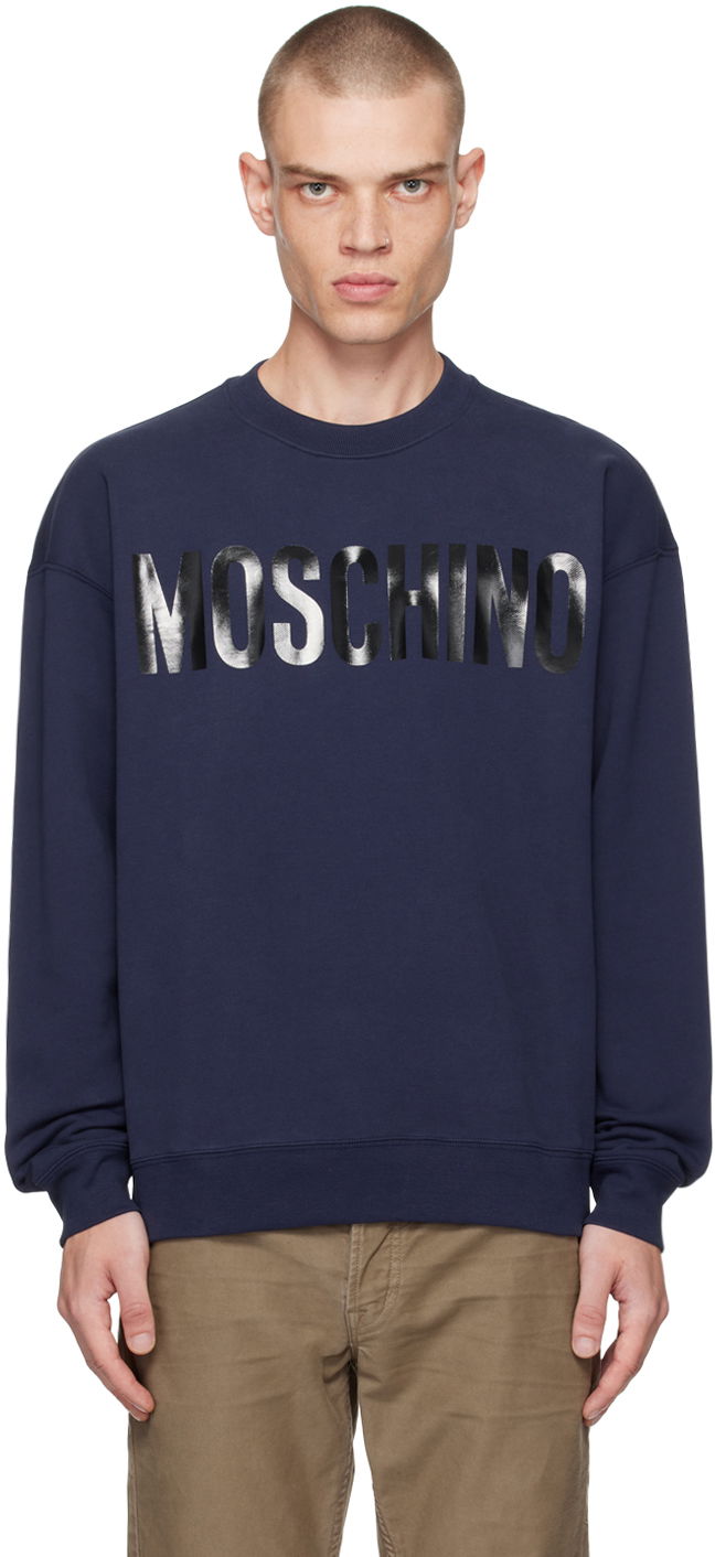 Тениска Moschino Navy Bonded Logo Sweatshirt Тъмно синьо | 242ZZA170152281342