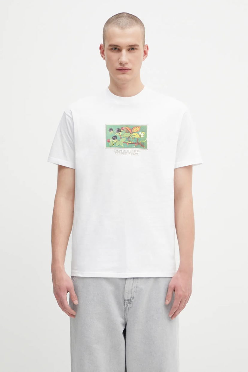Тениска Carhartt WIP Short Sleeve Cream Of The Crop T-shirt with Print Бяло | I035192.02XX