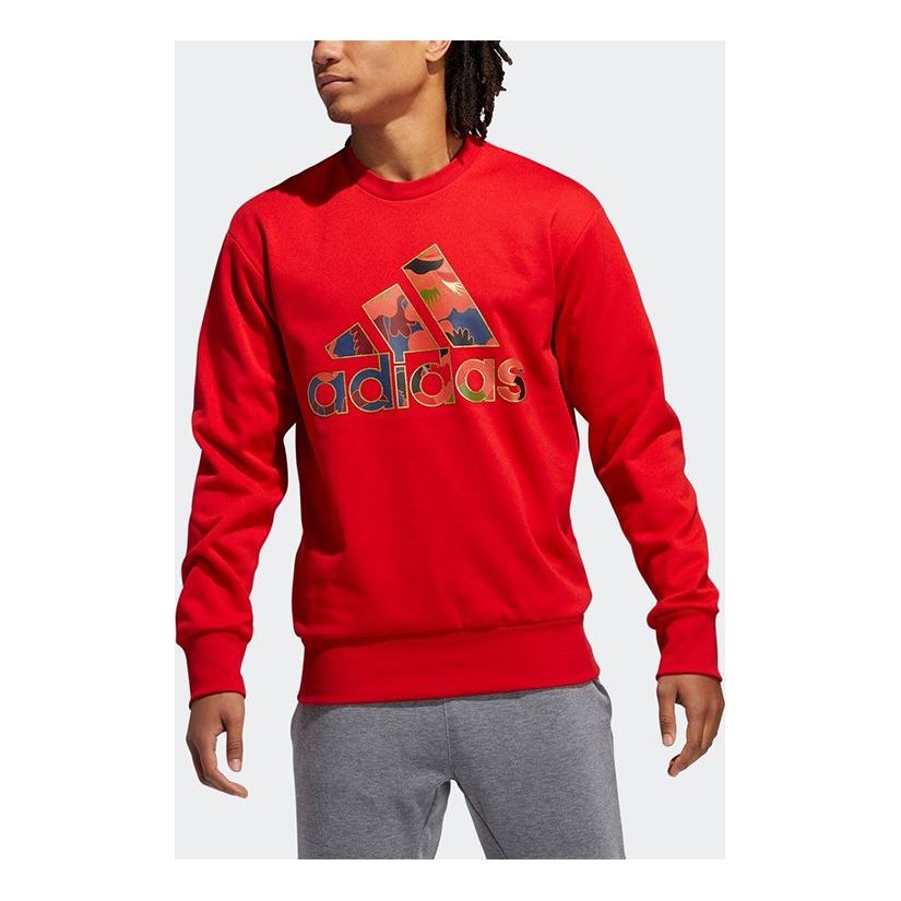 Суитчър adidas Originals Large Logo Print Basketball Pullover Червено | GH5007