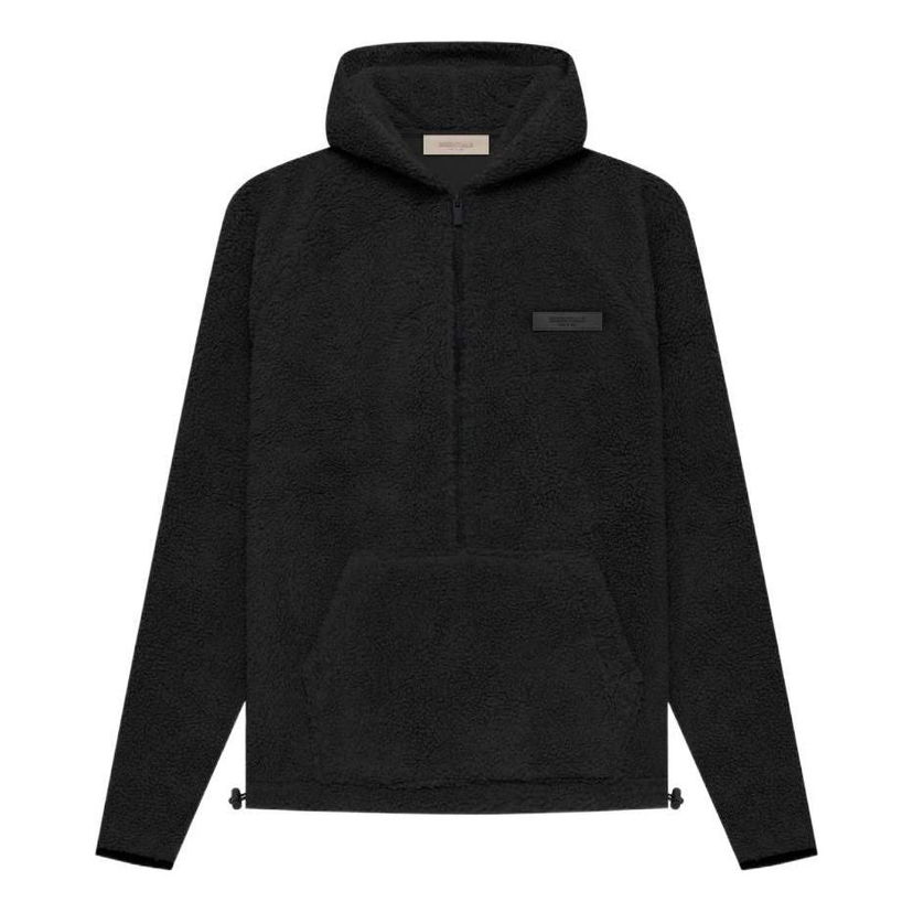 Суитчър Fear of God Essentials Polar Fleece Half Zip Hoodie Черно | FOG-SS22-396