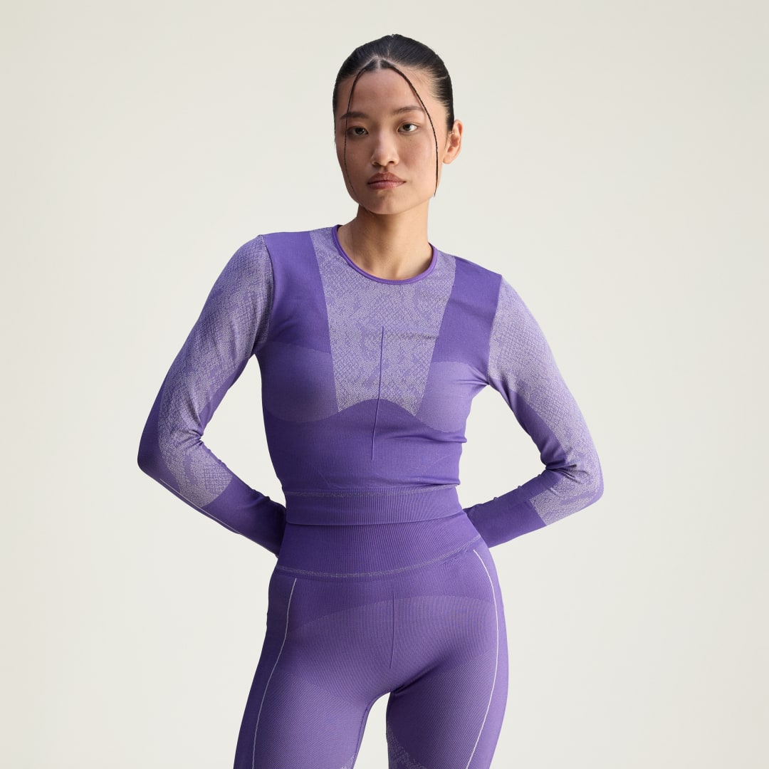 Тениска adidas Performance adidas by Stella McCartney Seamless Yoga Longsleeve Лилаво | JN0541, 0