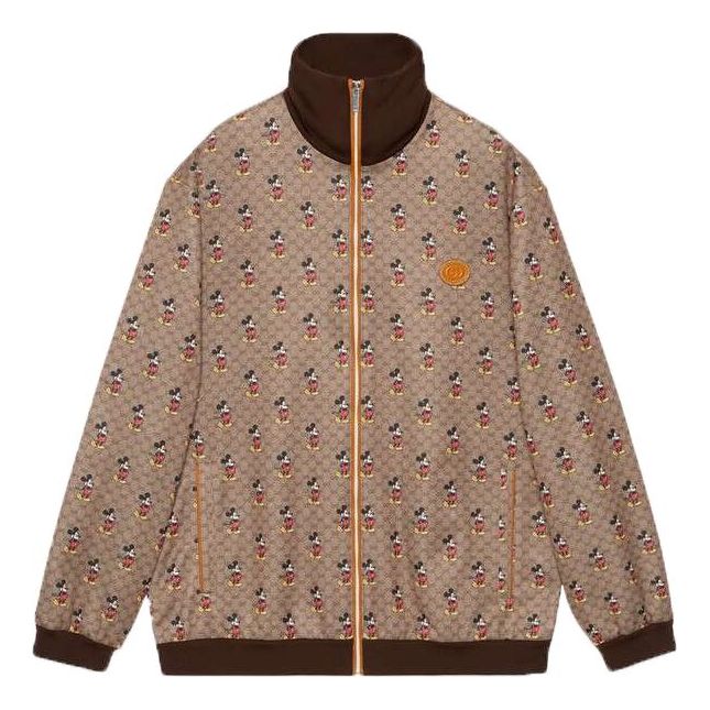 Яке бомбър Gucci Disney x  Mickey Mouse Print Long Sleeve Jacket Кафяво | 604210-XJB64-2100, 0