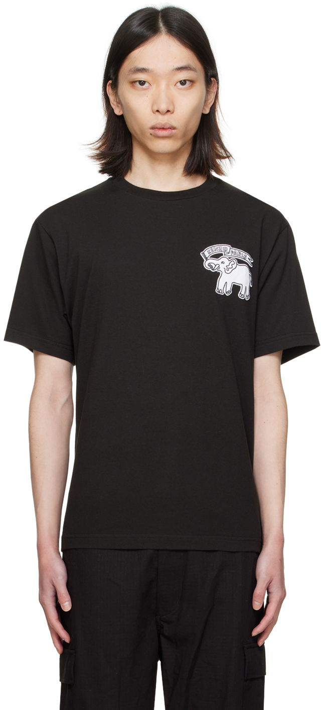 Тениска KENZO Paris Elephant Flag T-Shirt Черно | FE55TS2724SG