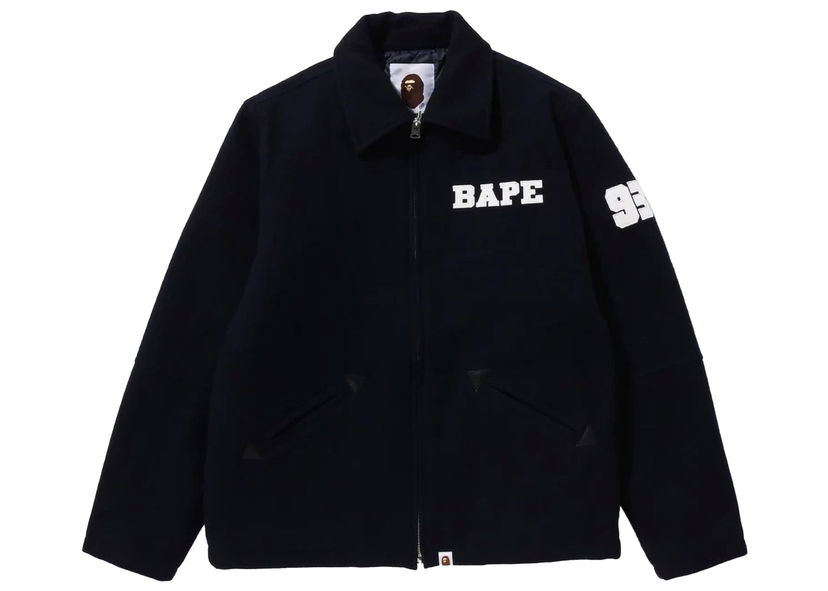 Яке BAPE BAPE Bape Melton Zip Jacket Navy Тъмно синьо | 1J80-141-005