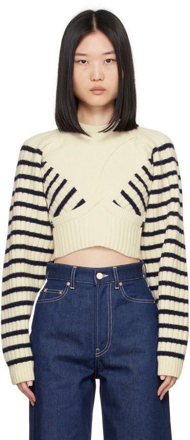 Пуловер Jean Paul Gaultier Gaultier Criss Cross Cropped Sweater Бяло | 24/30-F-PL054-M072-0159, 0