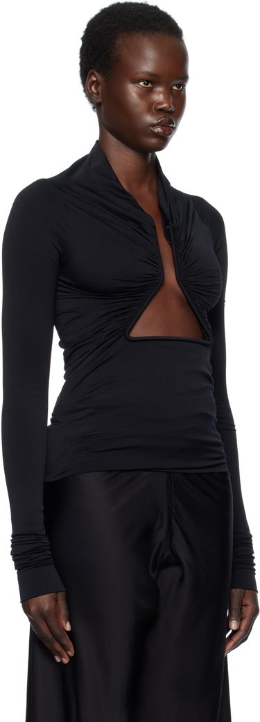Тениска Rick Owens Rick Owens Hollywood Jersey Long Sleeve Prong T-Shirt Черно | RP01E7222 JN, 1