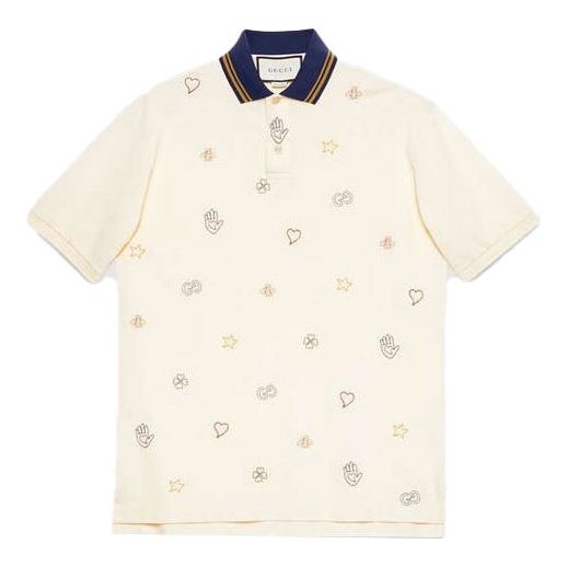 Поло тениска Gucci Logo Embroidered Cotton Polo Бяло | 625320-XJCNY-9247, 0