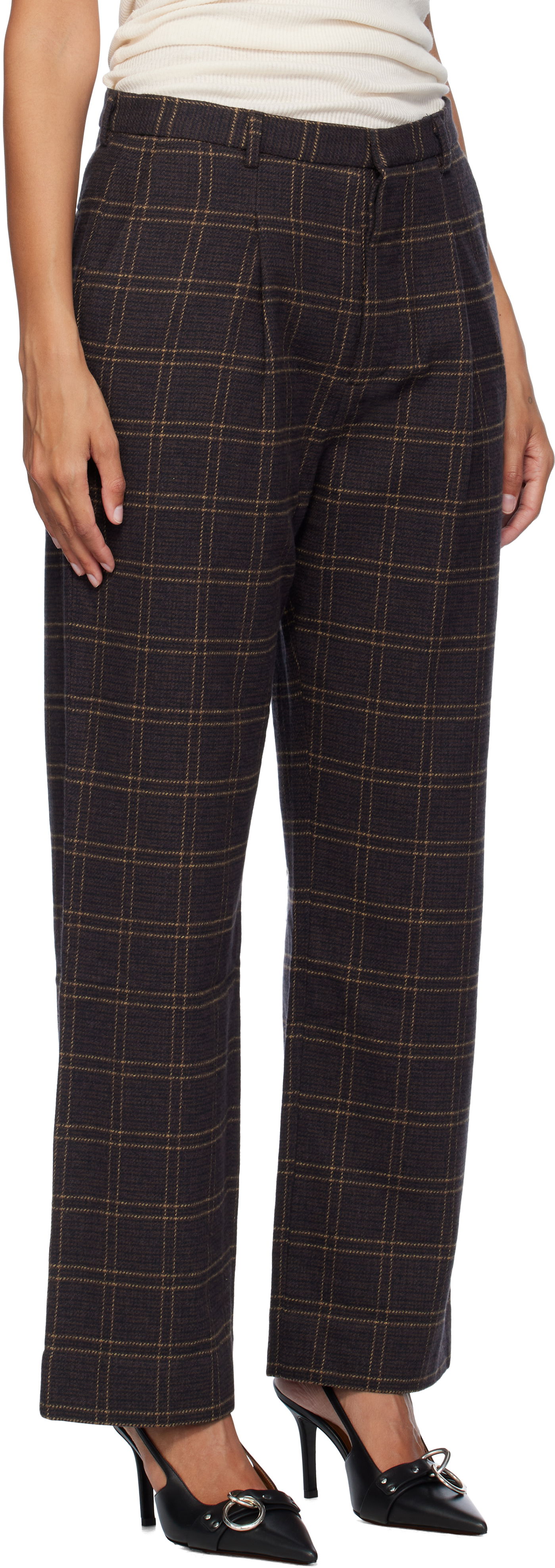 Панталони R13 R13 Relaxed Plaid Trousers Кафяво | R13WR332-R440B, 1
