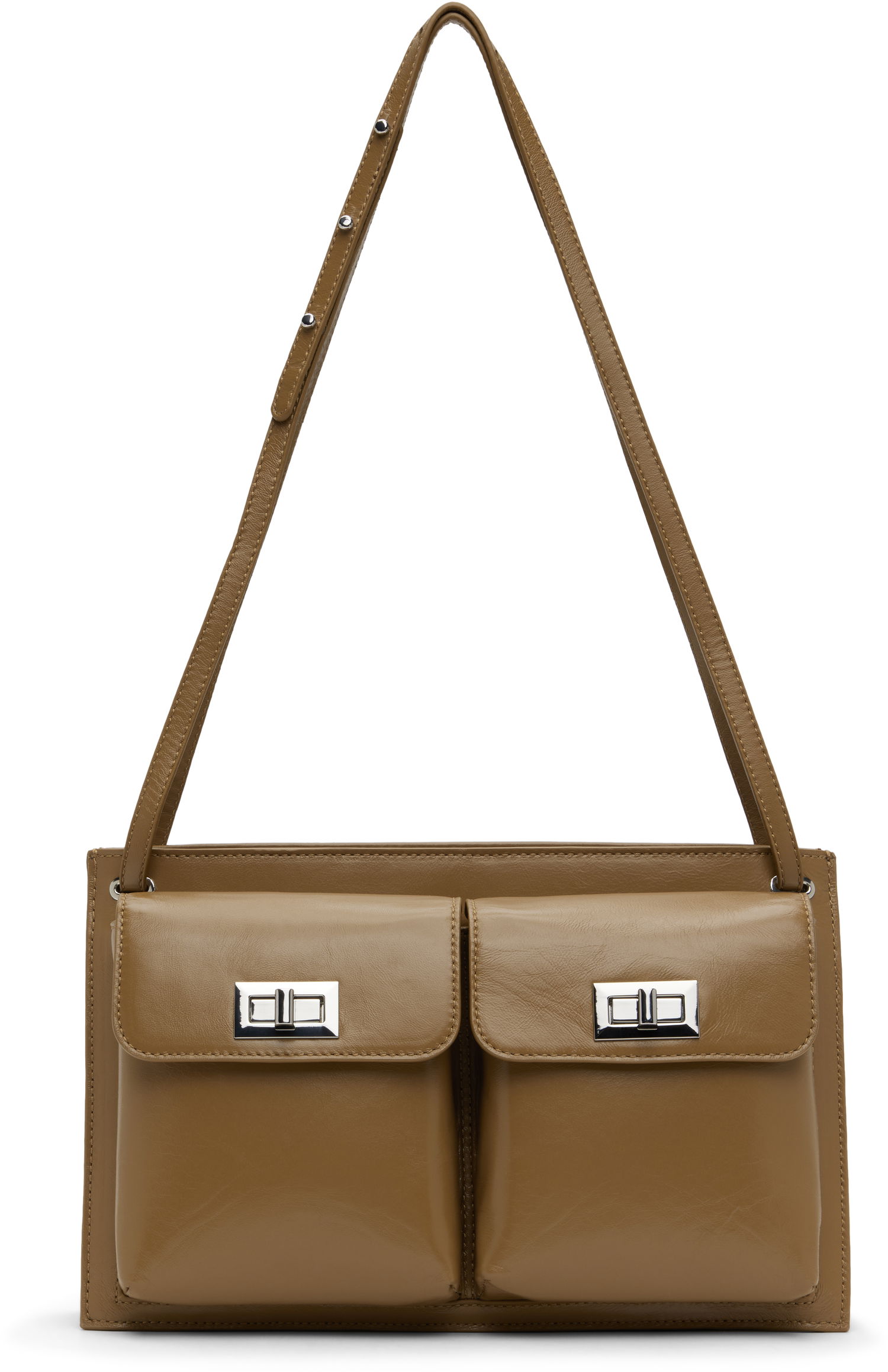 Чанта през рамо BY FAR BY FAR Billy Double Pocket Shoulder Bag Кафяво | MWBSB024LL002BR044PL, 0