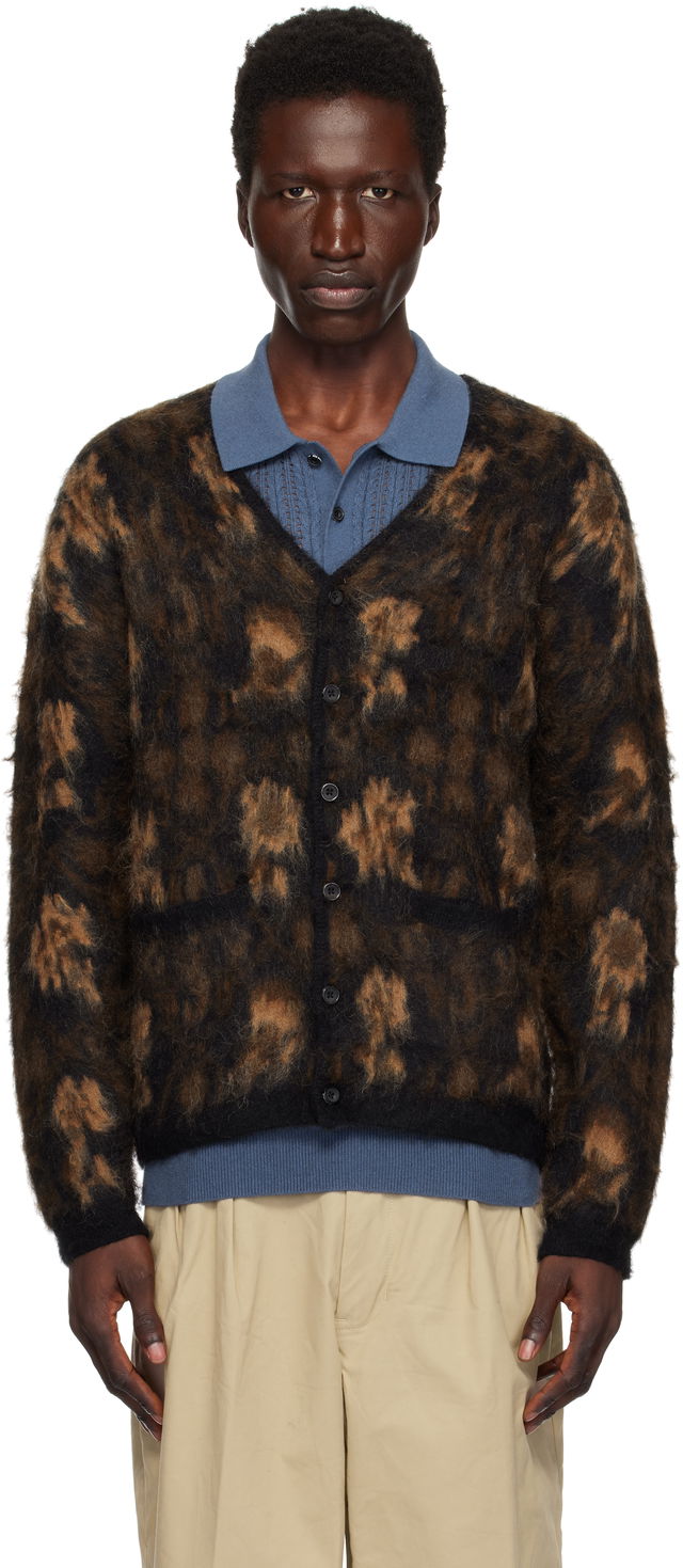 BEAMS PLUS Double Jacquard Botanical Pattern Cardigan