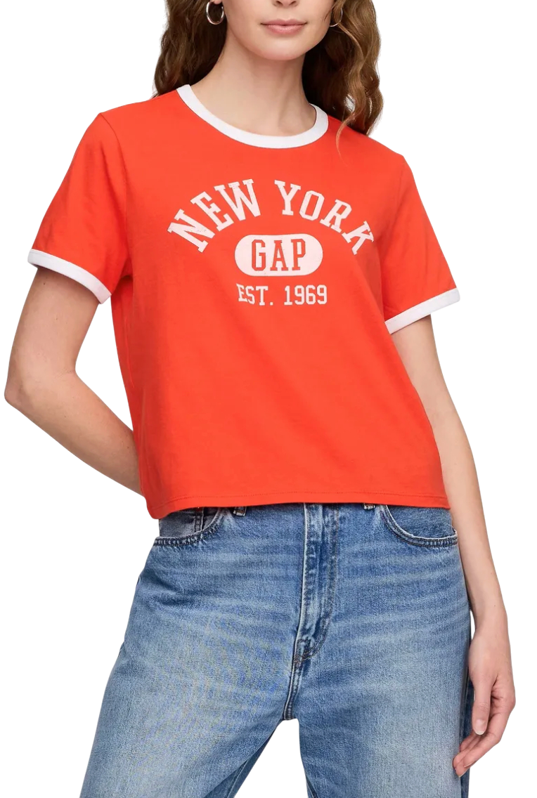 Съкратен топ GAP New York Ringer Crop T-Shirt Оранжево
 | 781556-03