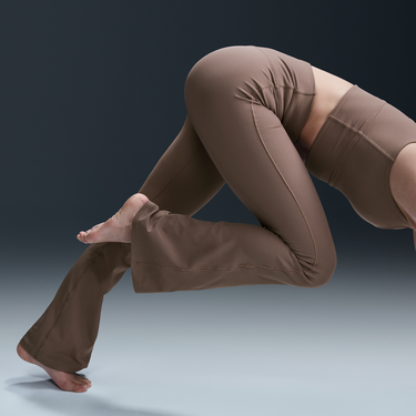 Комплект Nike Nike Zenvy High-Waisted Ribbed Flare Leggings Кафяво | HJ1846-233, 4