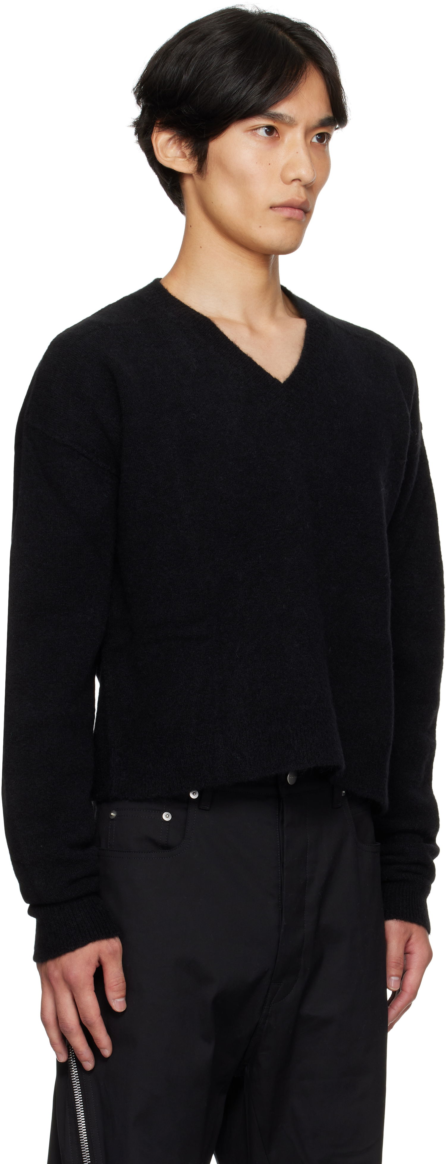 Пуловер Rick Owens Rick Owens Concordians Tommy V-Neck Sweater Черно | RU02E1650 KWP, 1