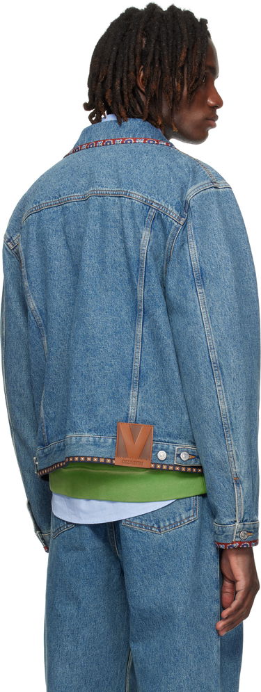 Яке Valentino Valentino Beaded Embroidery & Printed Edges Denim Jacket Синьо | 7V3DC04QB0W, 2