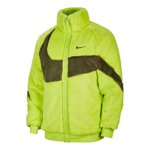 Яке бомбър Nike Sportswear Swoosh Faux Fur Jacket Зелено | DH6685-322