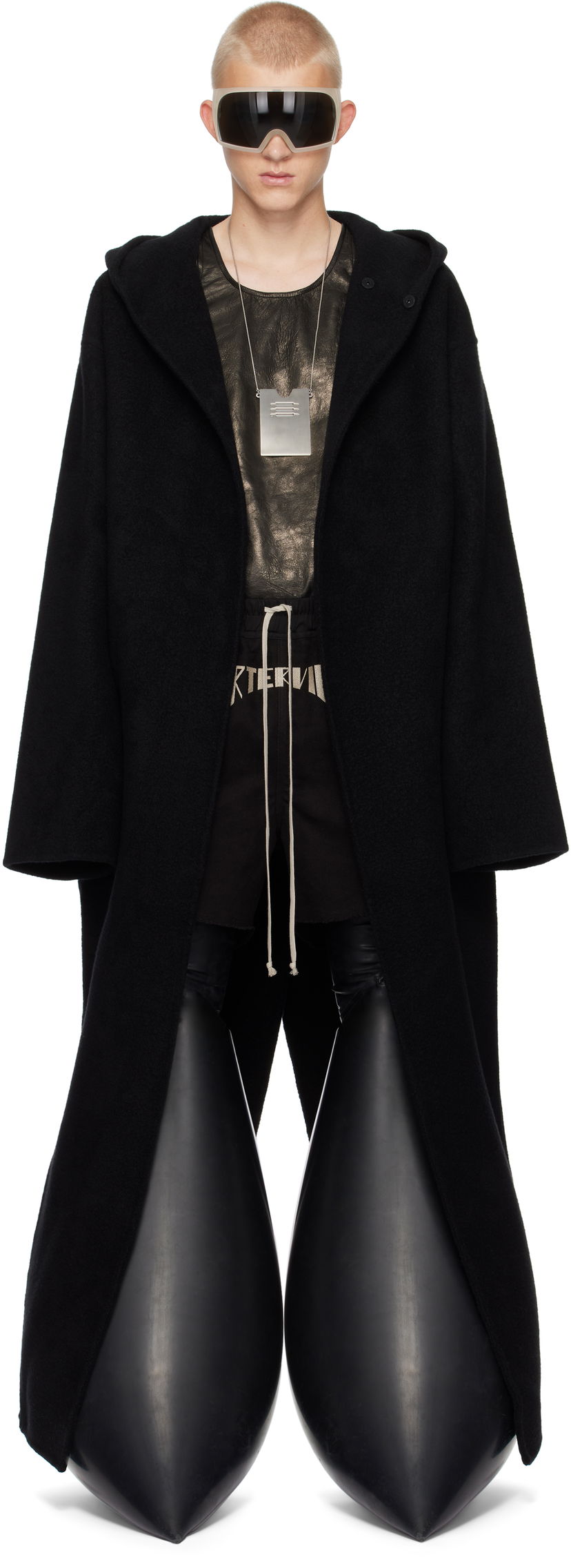 Палта Rick Owens Porterville Hooded Robe Long Coat Черно | RR02D6900 DDR