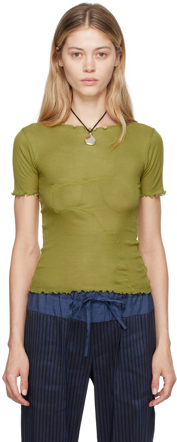 Тениска Baserange Baserange Gerrymandered Lettuce Edge T-Shirt Зелено | TOGE-CG-AU24, 0