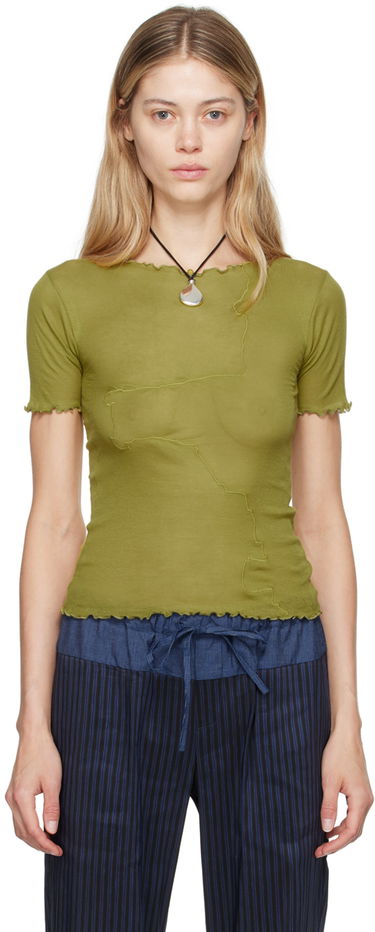 Тениска Baserange Baserange Gerrymandered Lettuce Edge T-Shirt Зелено | TOGE-CG-AU24, 0