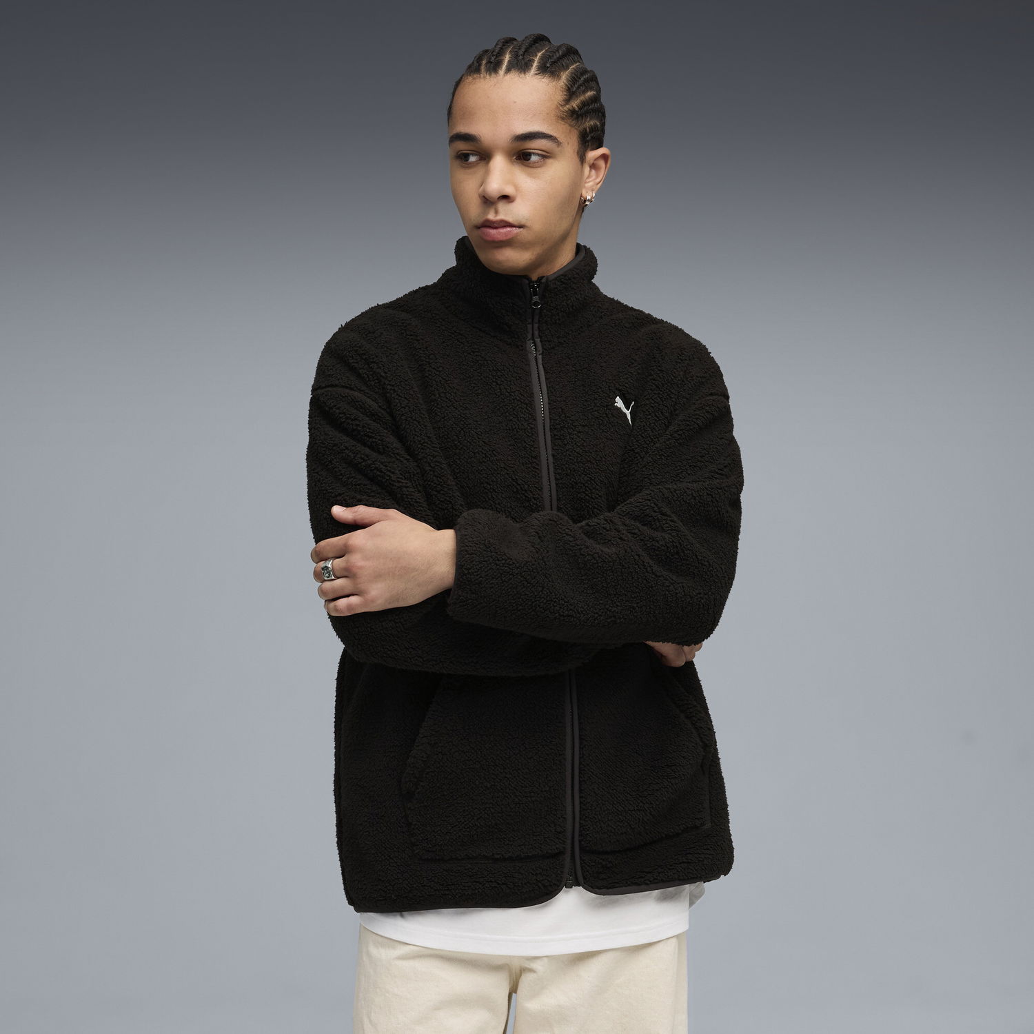 Яке Puma Essentials Elevated Relaxed Fit Faux Shearling Full-Zip Jacket Черно | 688259_01, 0