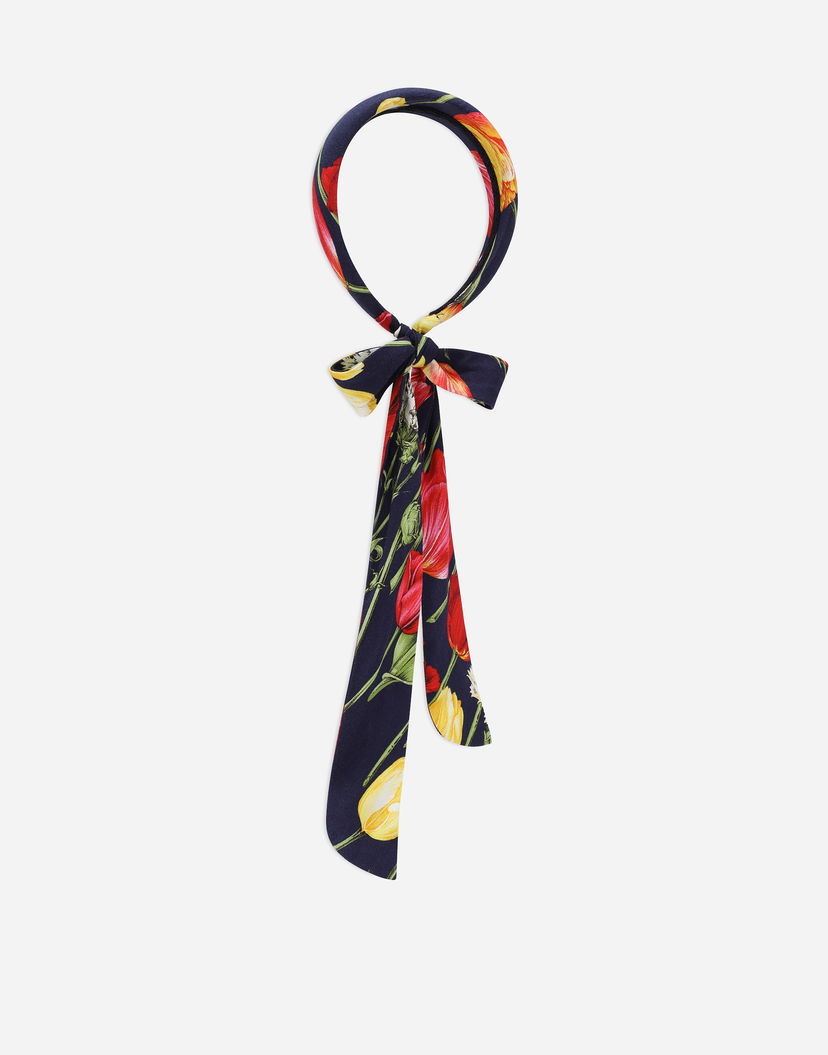 Шал Dolce & Gabbana Dolce & Gabbana Viyella Tulip Print Hairband with Bow Тъмно синьо | LB3L63FS8C9HB5DR